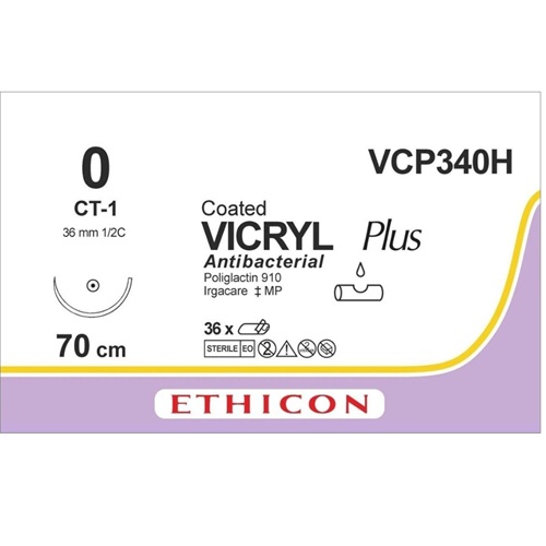 Vicryl Plus 0 violet 70cm – CT-1 naald | VCP 340H | 36 stuks
