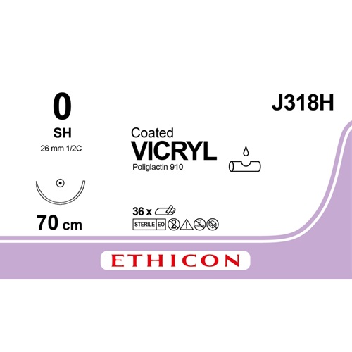 Vicryl 0 violet 70cm - SH (V318H) | 36 stuks