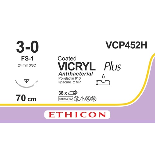 Vicryl Plus 3-0 violet 70 cm – FS-1 naald (VCP452H) | 36 stuks